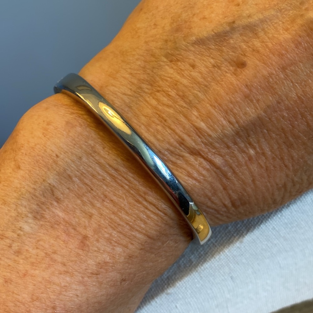 Sleek Hinged Silver Bracelet